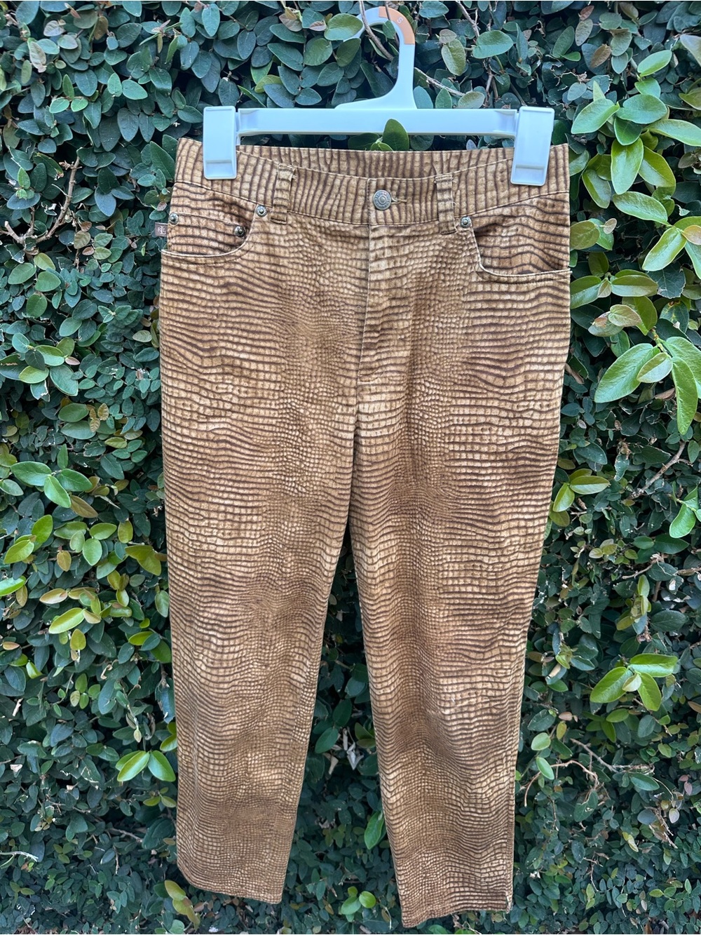 Vintage Lauren Ralph Lauren Brown Croc-Embossed Ankle Jeans